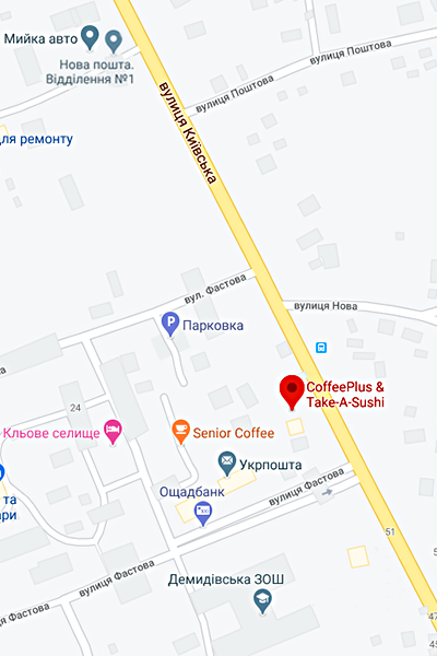 CoffePlus and Take-A-Sushi - Карта